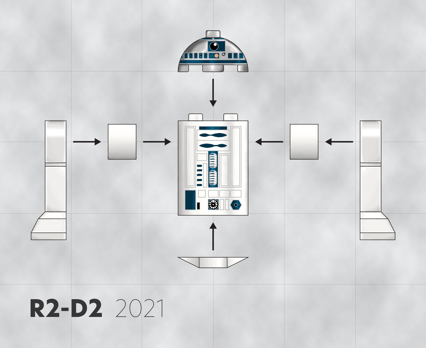 A Graphic design of Lego R2-D2